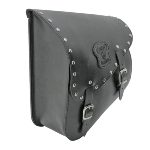 Harley Davidson Softail Schwingentasche Schwarzes Leder mit Chromschnallen und Chromnieten